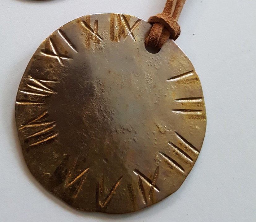 Gold Roman Numeral Pendant Holiday Gift Stocking Stuffer Pendant Necklaces His N Hers Gifts Hand Forged Gold Accessories with Gift Bag