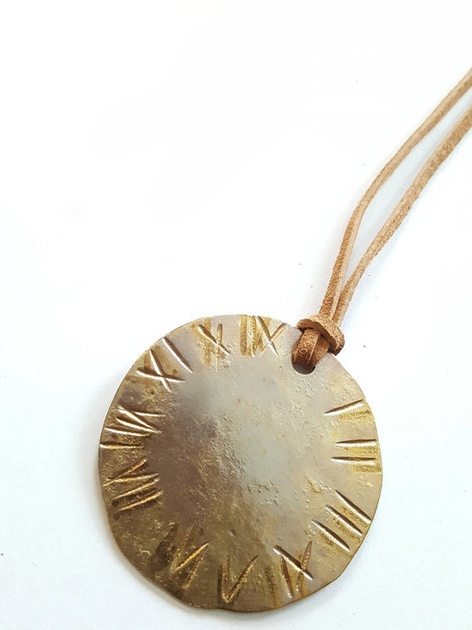 Gold Roman Numeral Pendant Holiday Gift Stocking Stuffer Pendant Necklaces His N Hers Gifts Hand Forged Gold Accessories with Gift Bag