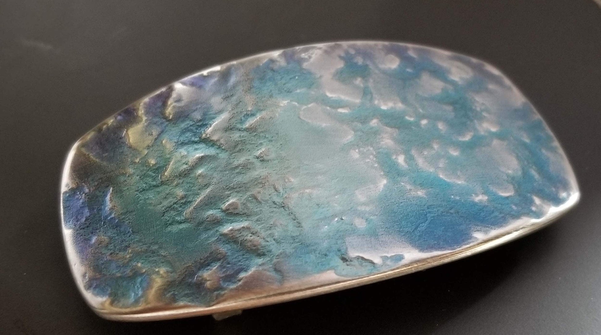 Blue Jean Buckle Belt Buckle Hand Forged Blue Gold or Blue Silver Signed Original Stainless Steel Cowboy Gifts for Guys Rodeo Buckle