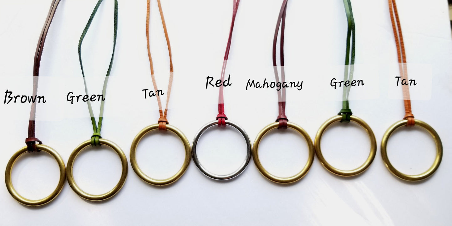 Circle of Life Necklace Rainbow of Colours 2" Pendant with Hand Dyed Leather Strap Unisex Accessories Circle Jewelry Leather & Bag