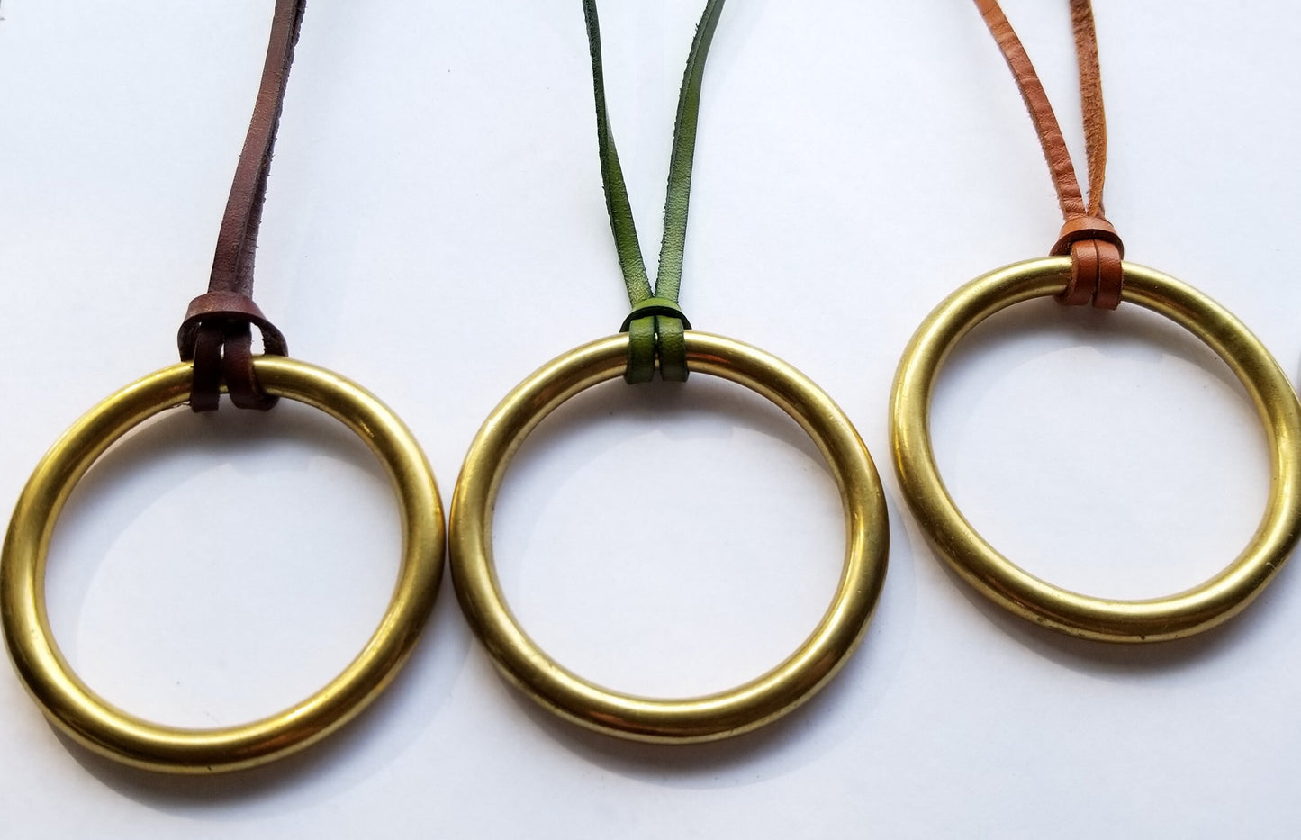 Circle of Life Necklace Rainbow of Colours 2" Pendant with Hand Dyed Leather Strap Unisex Accessories Circle Jewelry Leather & Bag