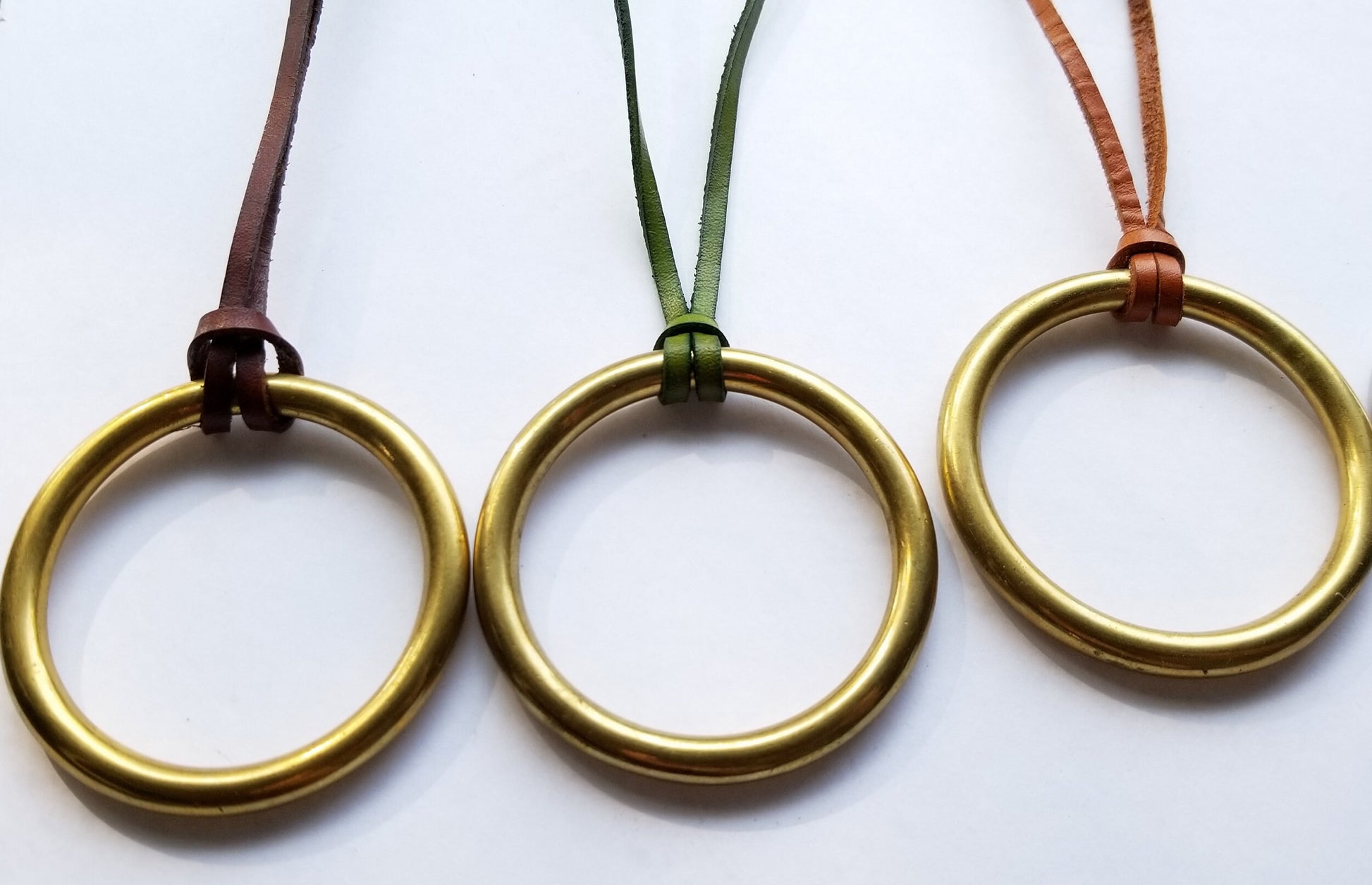 Circle of Life Necklace Rainbow of Colours 2" Pendant with Hand Dyed Leather Strap Unisex Accessories Circle Jewelry Leather & Bag