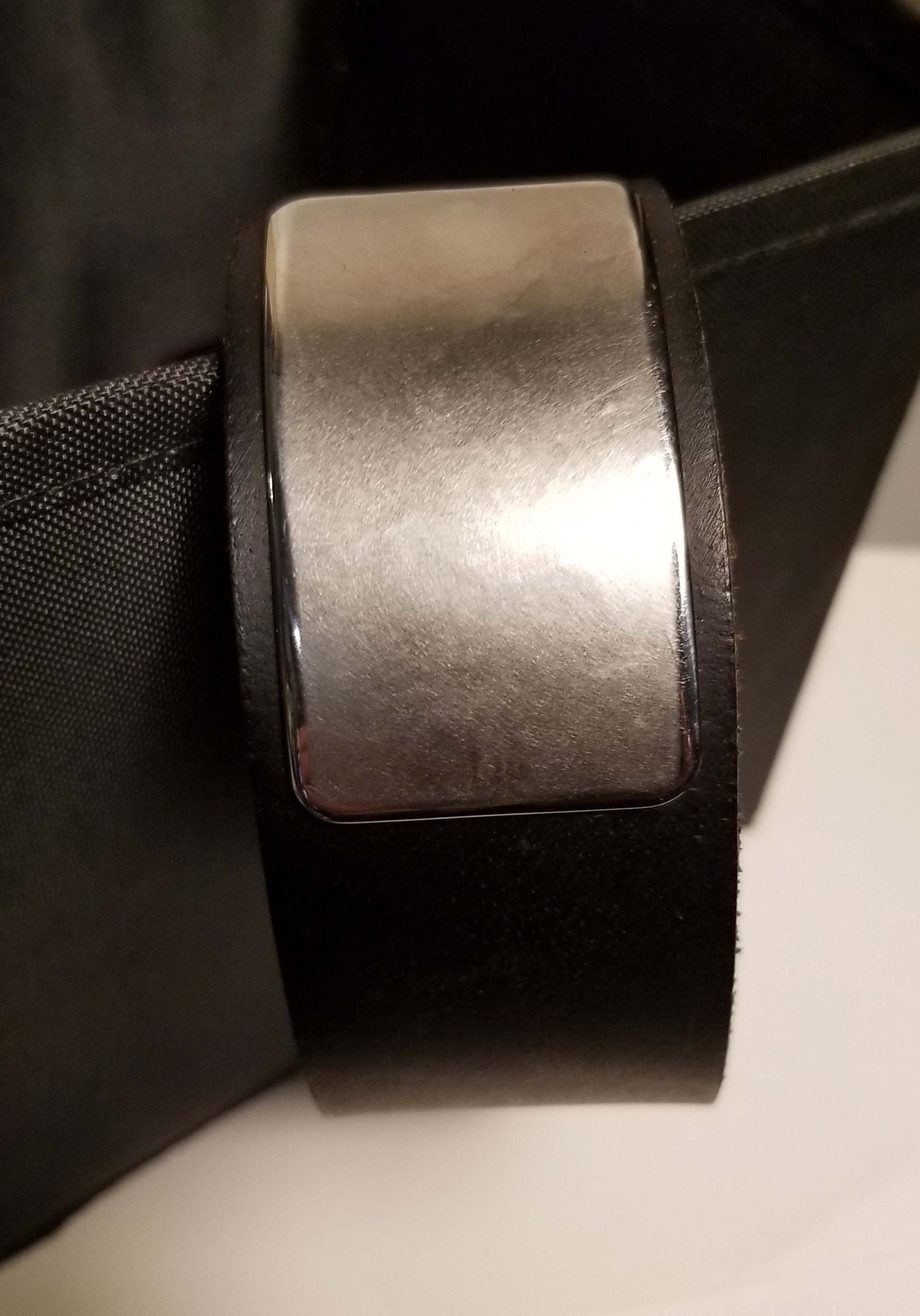 Black Leather Cuff Bracelet with Silver Metal Plate Unisex Leather Wrist Cuff w/ snap Boyfriend Gift Love Gift Bag Included