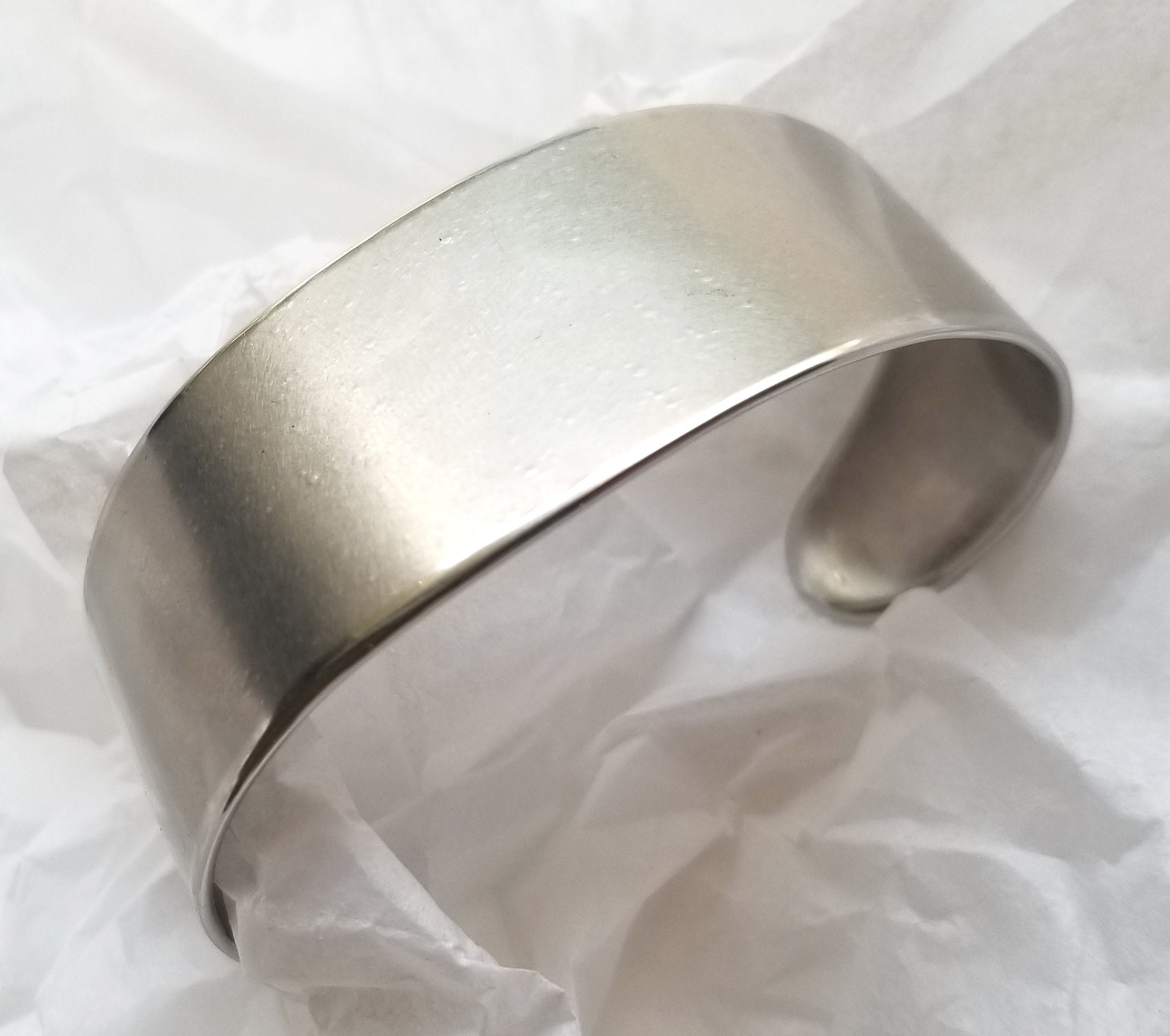 Cuff, Hand Forged Silver Bracelet, Anvil Textured, Stainless Steel Anniversary Gift, Bridesmaid Gift, Signed Original, Unisex Gift w/ Bag