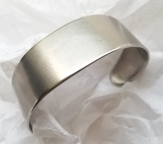 Cuff, Hand Forged Silver Bracelet, Anvil Textured, Stainless Steel Anniversary Gift, Bridesmaid Gift, Signed Original, Unisex Gift w/ Bag