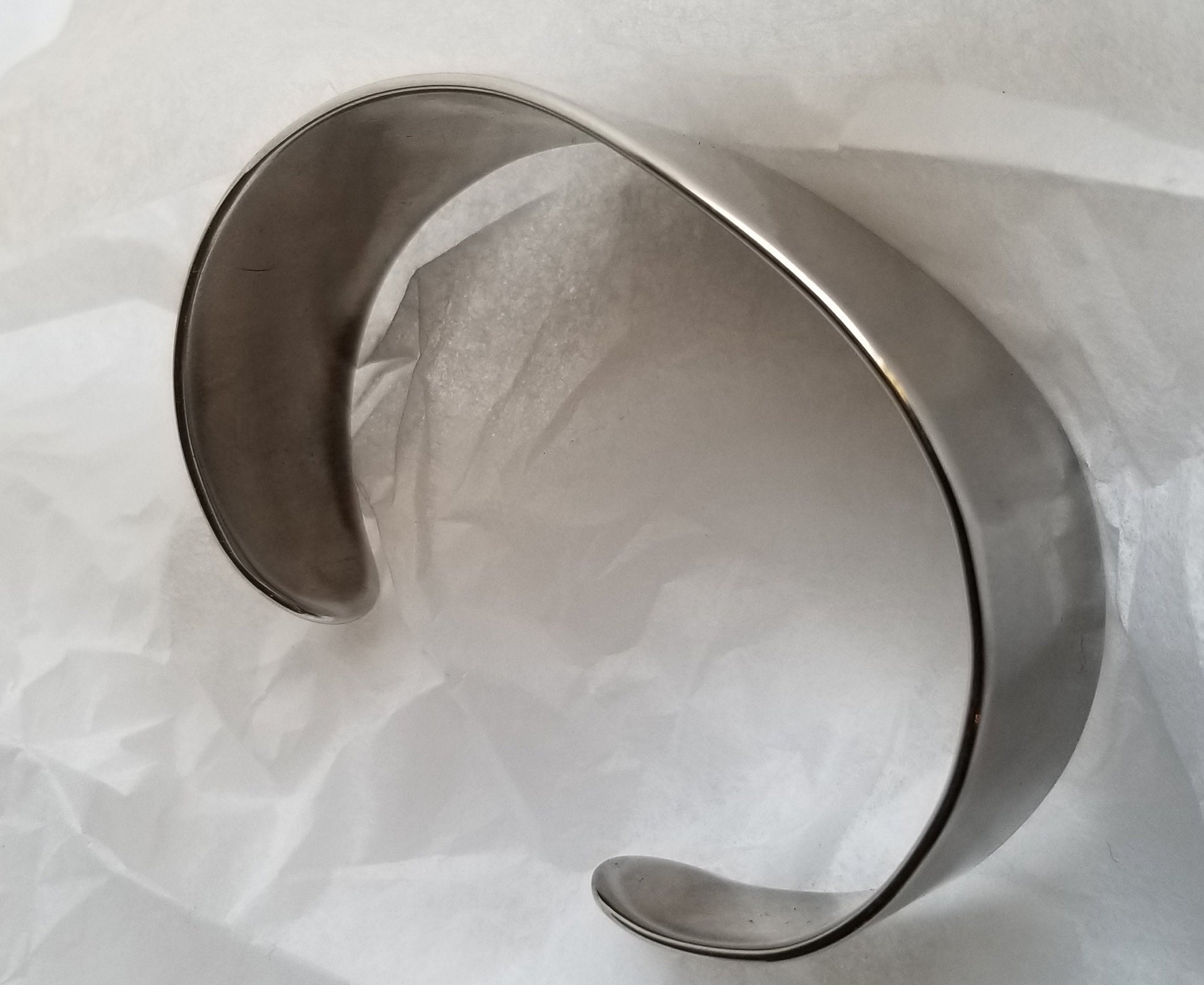 Cuff, Hand Forged Silver Bracelet, Anvil Textured, Stainless Steel Anniversary Gift, Bridesmaid Gift, Signed Original, Unisex Gift w/ Bag
