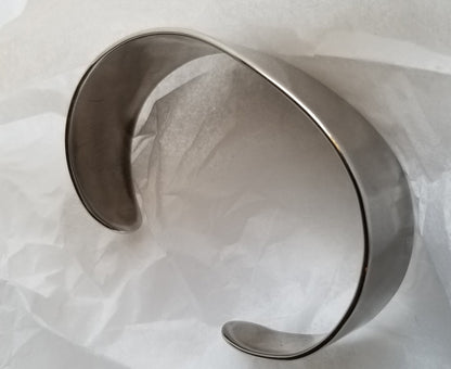 Cuff, Hand Forged Silver Bracelet, Anvil Textured, Stainless Steel Anniversary Gift, Bridesmaid Gift, Signed Original, Unisex Gift w/ Bag
