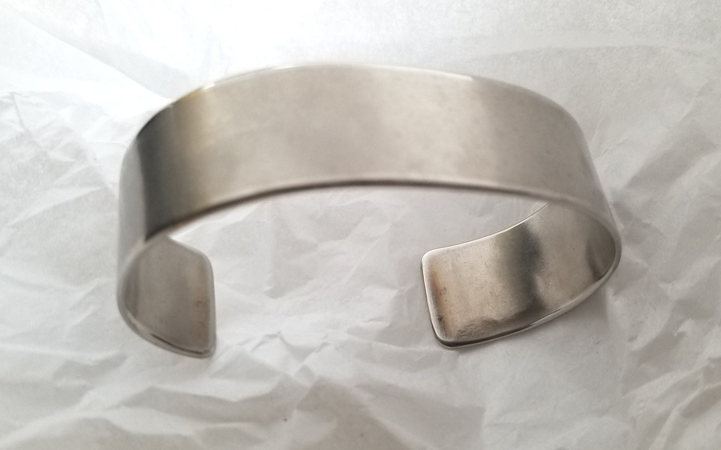 Unisex Silver Bracelet Cuff & Gift Bag Hand Forged Anvil Textured Stainless Steel Anniversary Gift