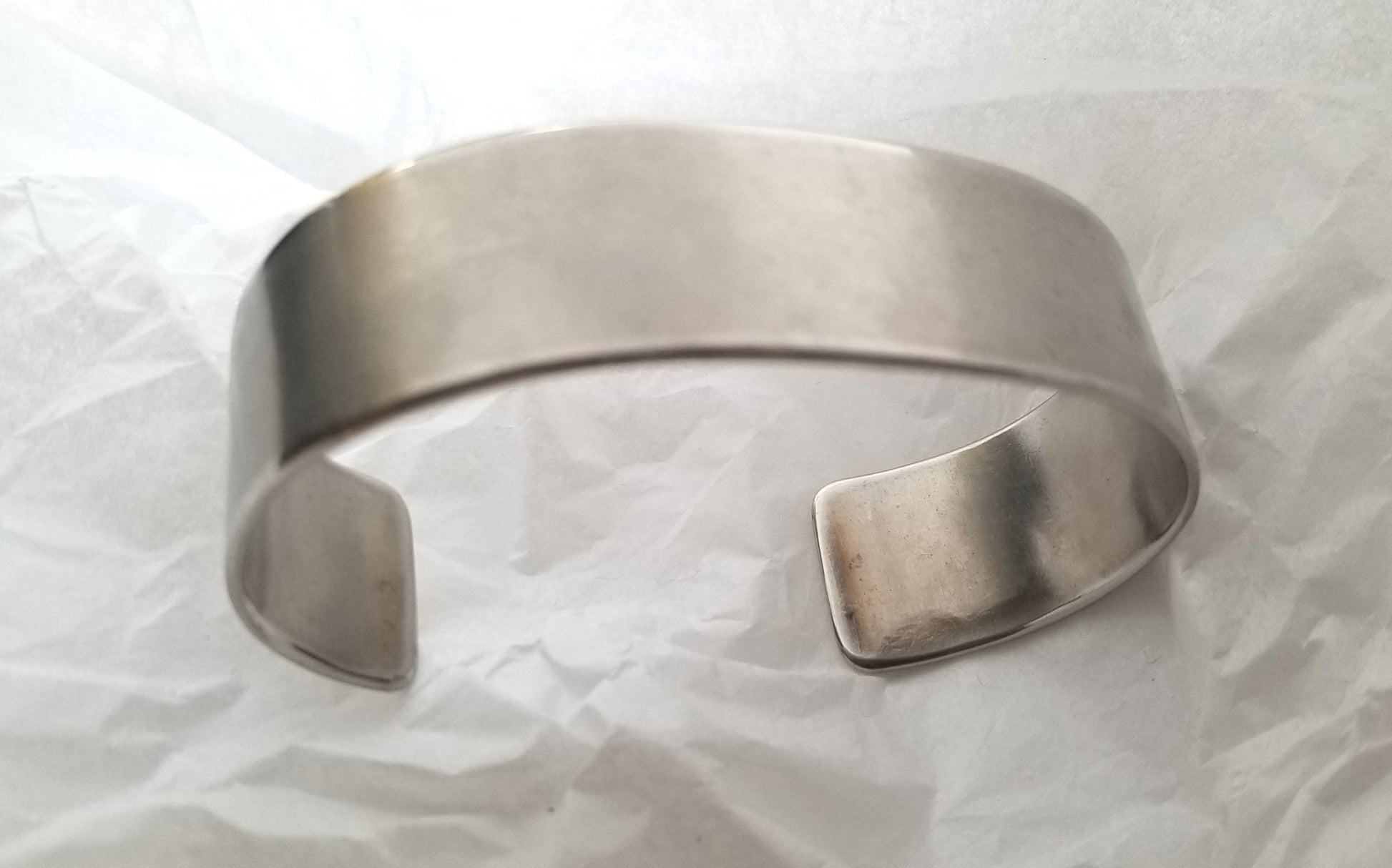 Unisex Silver Bracelet Cuff & Gift Bag Hand Forged Anvil Textured Stainless Steel Anniversary Gift