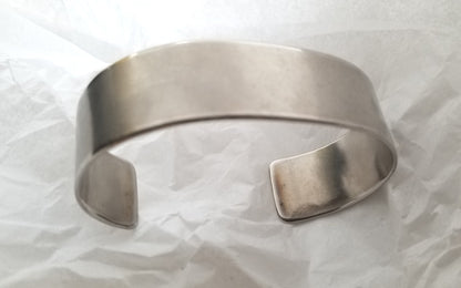 Unisex Silver Bracelet Cuff & Gift Bag Hand Forged Anvil Textured Stainless Steel Anniversary Gift