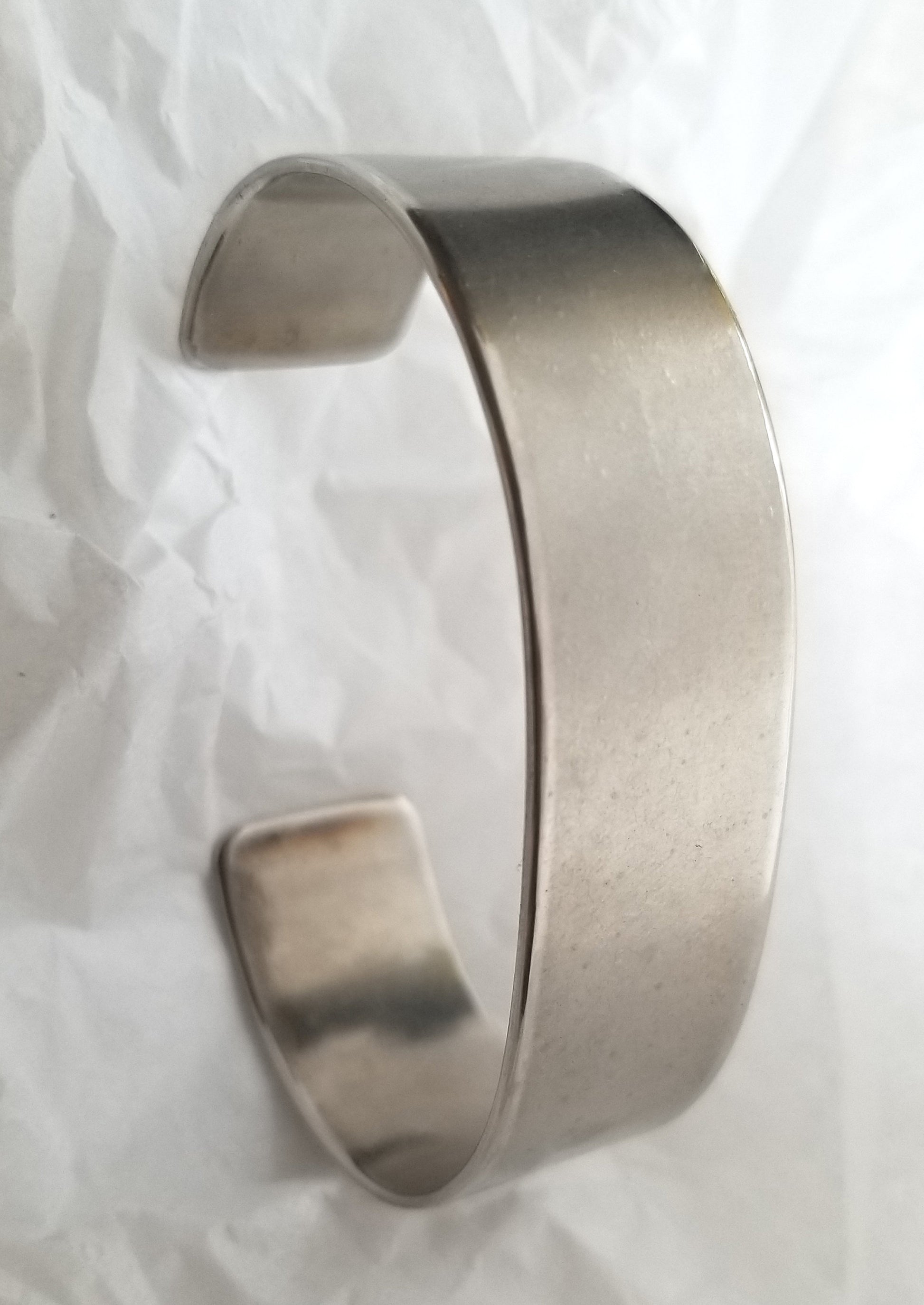 Unisex Silver Bracelet Cuff & Gift Bag Hand Forged Anvil Textured Stainless Steel Anniversary Gift