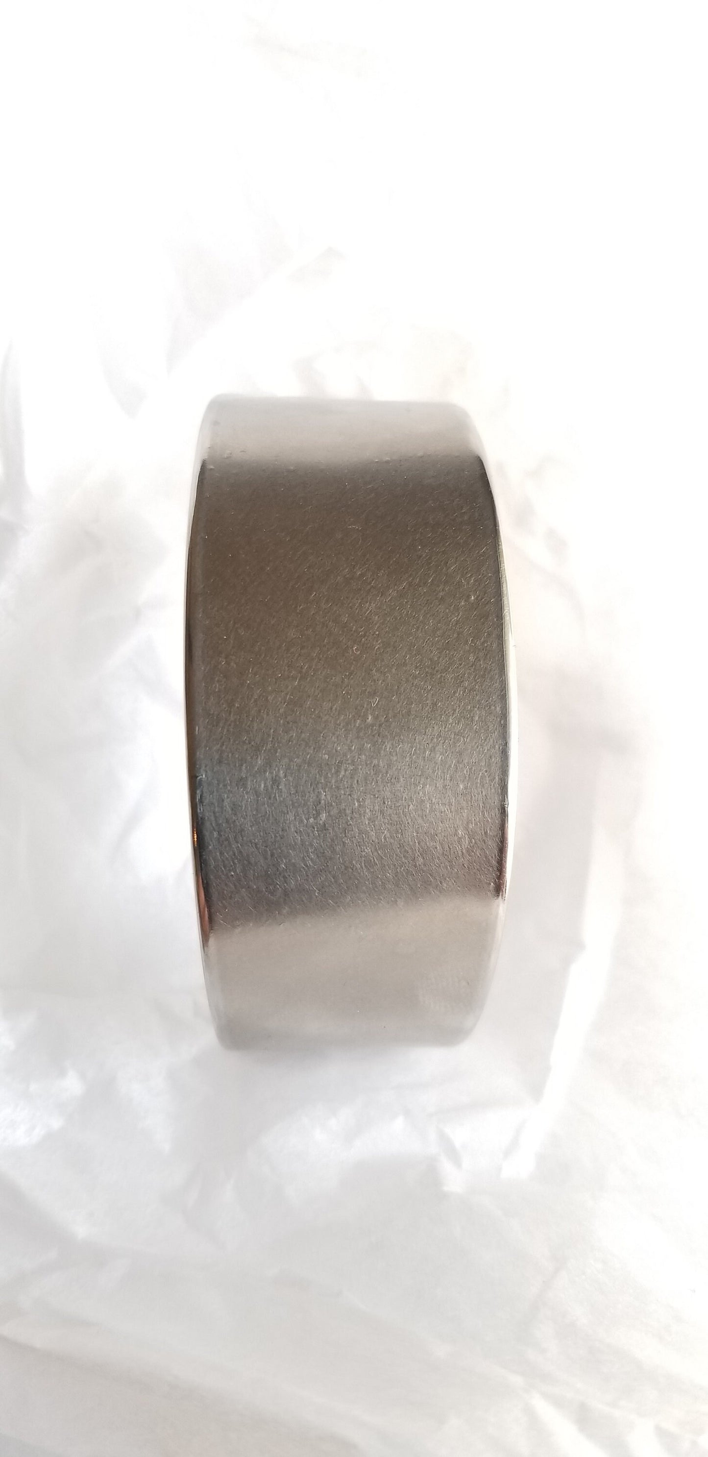 Hand Forged Silver Cuff Bracelet Anvil Textured Stainless Steel Anniversary Gift Signed Original Unisex Gifts w/ Bag