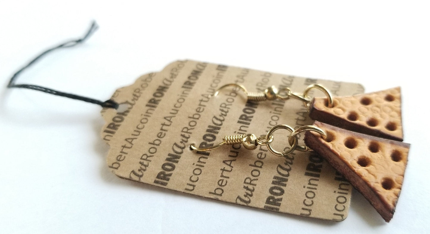 Earrings Itsy Bitsy Small Leather Earrings With Stainless Steel Hardware Tan Earrings Tiny EARRINGS Leather Earrings w/ Gift Bag