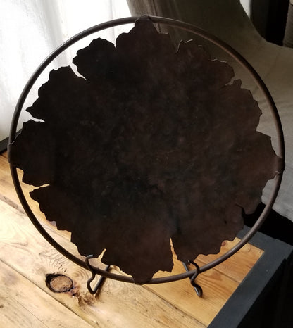 Serving Tray Rustic Metal Leaf Canadiana on Display w/ Stand Made in Canada Bronze Cottage Gift, Housewarming Gift Hostess Gift