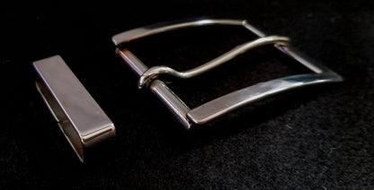 Silver 1.75" Buckle & Keeper and Belt Hypoallergenic Stainless Steel Buckle Keeper and 1-3/4" Belt, Brushed Stainless Buckle, Keeper, Belt