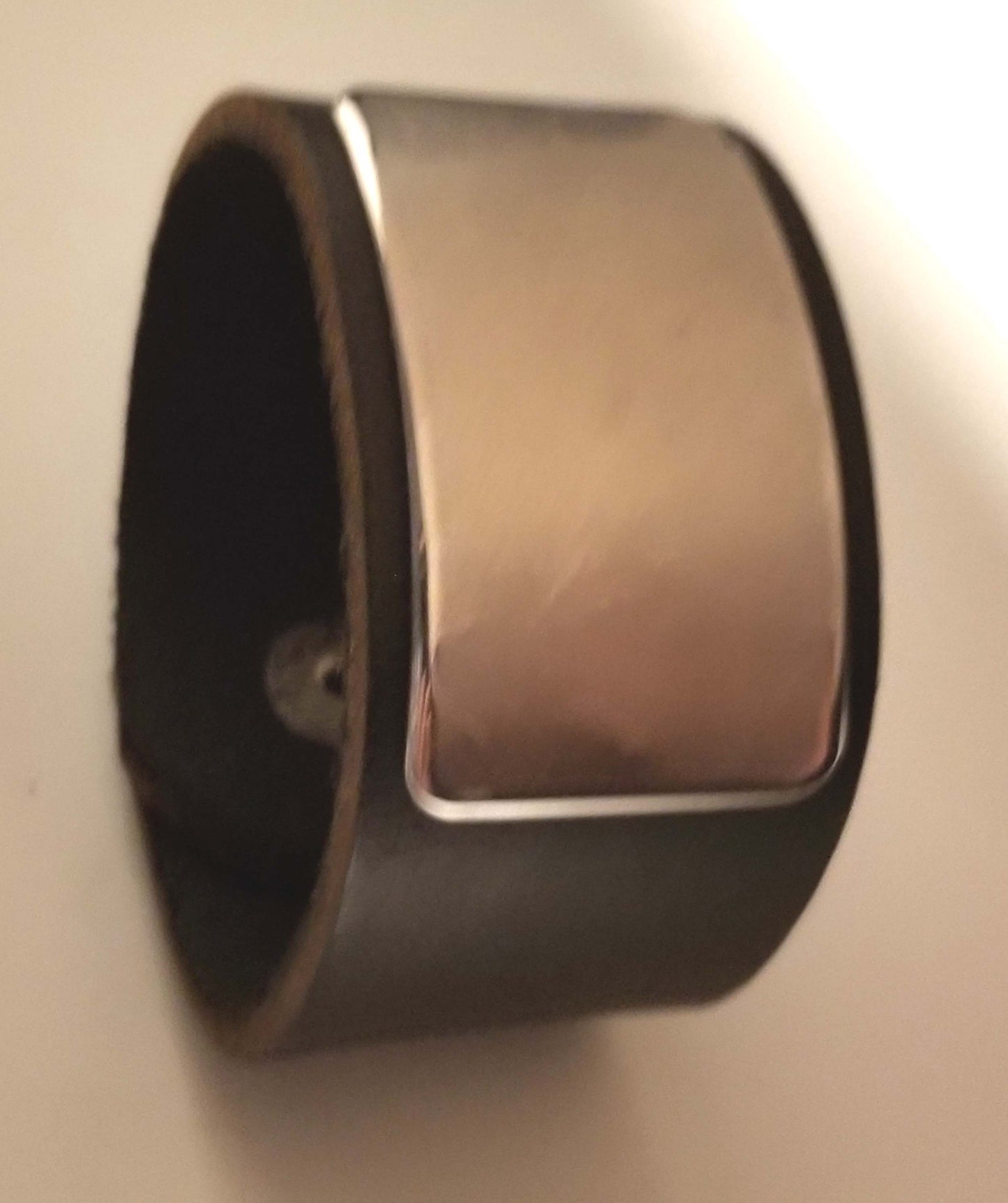 Black Leather Cuff Bracelet with Silver Metal Plate Unisex Leather Wrist Cuff w/ snap Boyfriend Gift Love Gift Bag Included