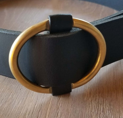 Ladies Round Buckle & Belt Dress Belt and Buckle No Hole Belt Gold or Silver Buckle Poncho or Coat Buckle and Belt
