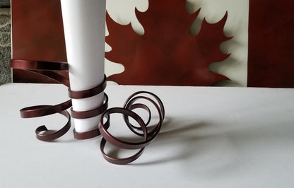Metal Candleholder, Red Ribbon, Artisan Candleholder, Handcrafted Candle Holder, Twisted Metal Red Candle Holder, Accepts 1-3/4-2" Candle
