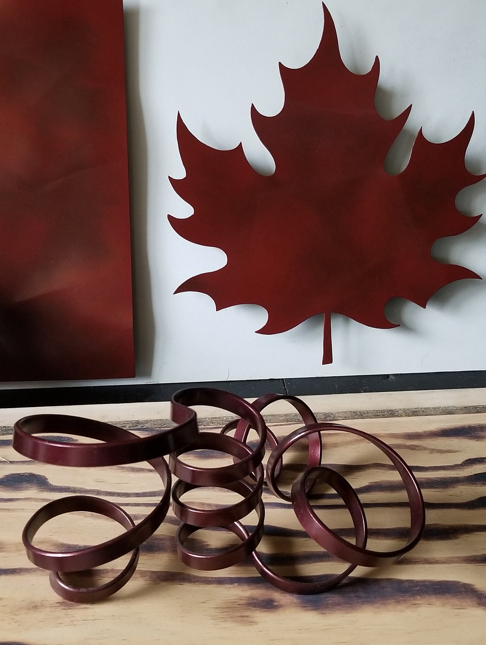 Metal Candleholder, Red Ribbon, Artisan Candleholder, Handcrafted Candle Holder, Twisted Metal Red Candle Holder, Accepts 1-3/4-2" Candle