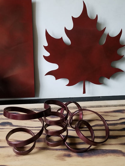 Metal Candleholder, Red Ribbon, Artisan Candleholder, Handcrafted Candle Holder, Twisted Metal Red Candle Holder, Accepts 1-3/4-2" Candle