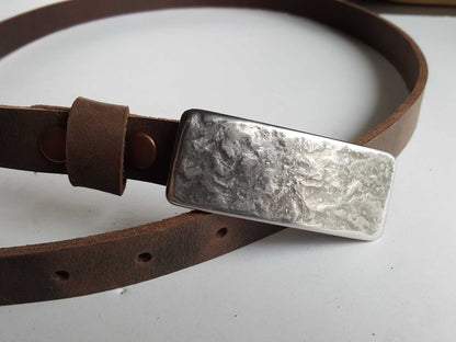 Women's Narrow Belt 7/8", INTERCHANGEABLE Belt, Custom Cut, Variety of Colours, Unisex Gift, Snap Belt, Gift for Her, Narrow Dress Belt