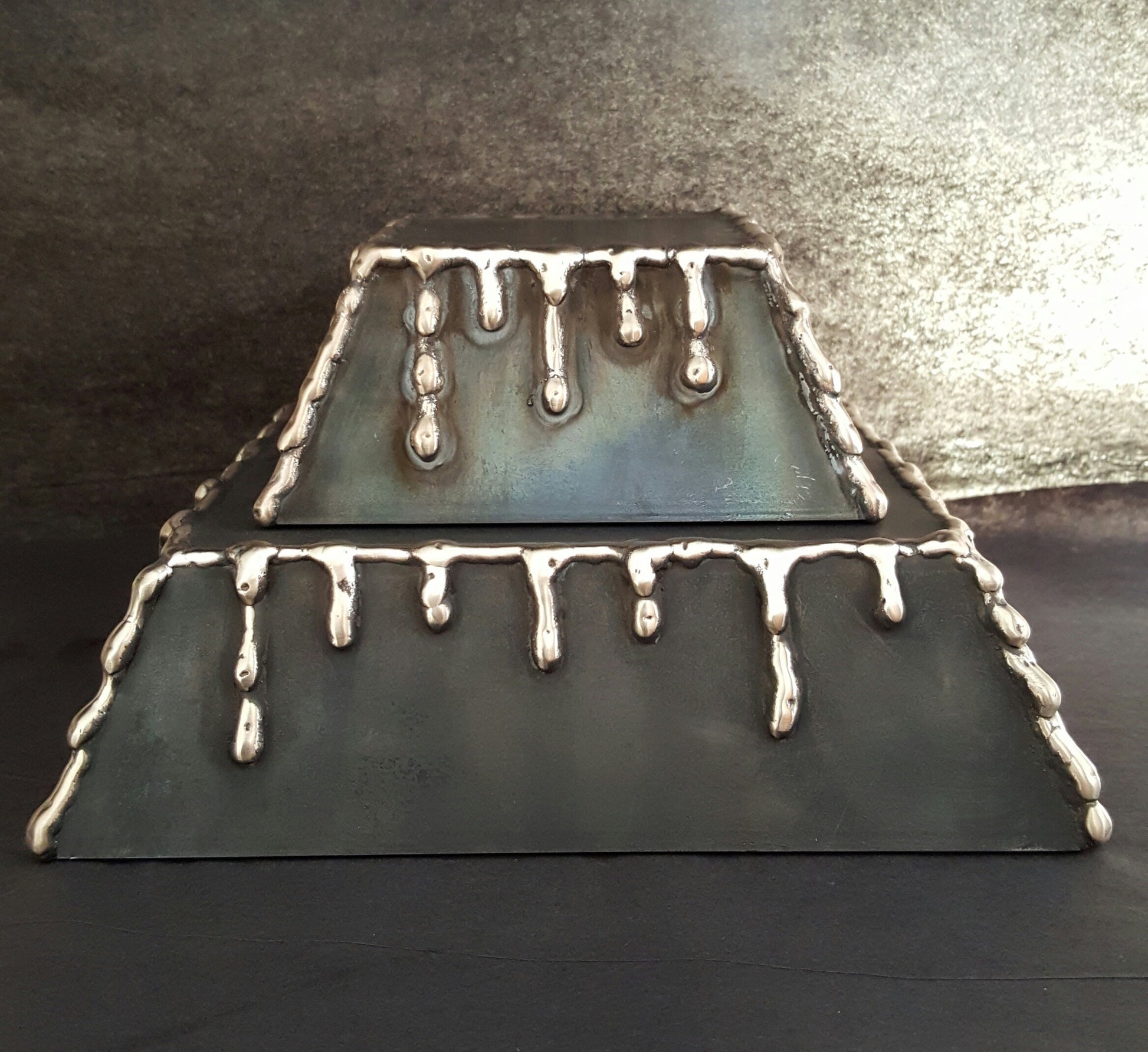 Display Stand, Bronze & Black Metal Pedistal, Candle Holder Display, Jewelry Display, Candle Display, Mantle Centerpiece, Bronze Drizzle