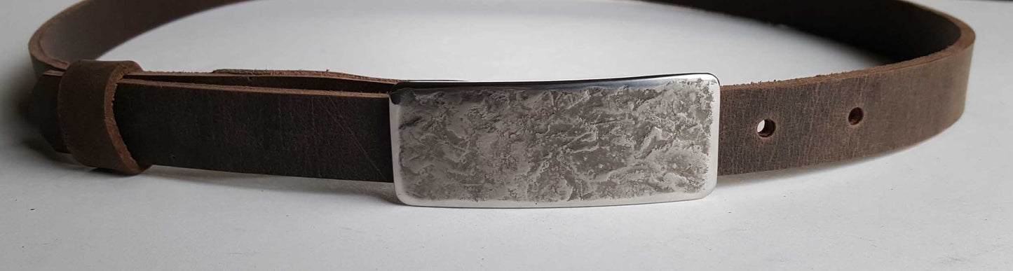 Narrow Belt and Buckle 7/8" INTERCHANGEABLE Belt & Hand Forged Buckle Canadian Made One of a Kind Gift Belt has Snaps Gift for Her