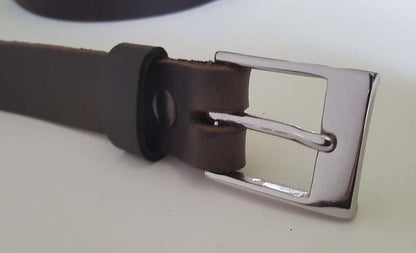 Snap Belt and Buckle, Mahogany Leather Belt w/ Snaps, Custom Cut to Your Waist, 1-1/4" Wide Suit Belt, Men's Accessories, Women's Accessory