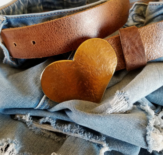 Mother's Day Love Gift Sweet 16 Gift HEART Belt Buckle Heart Shaped Buckle Anniversary Gift Buckle Fits 1-1/2" Leather Belt for Jean