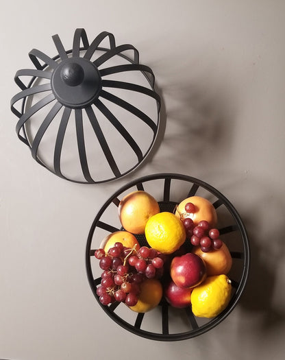 Metal Fruit Vault, Metal Fruit Basket, Metal Fruit Bowl & Lid, Custom Fruit Display for Commercial or Residential, Fruit Bowl, Fruit Basket