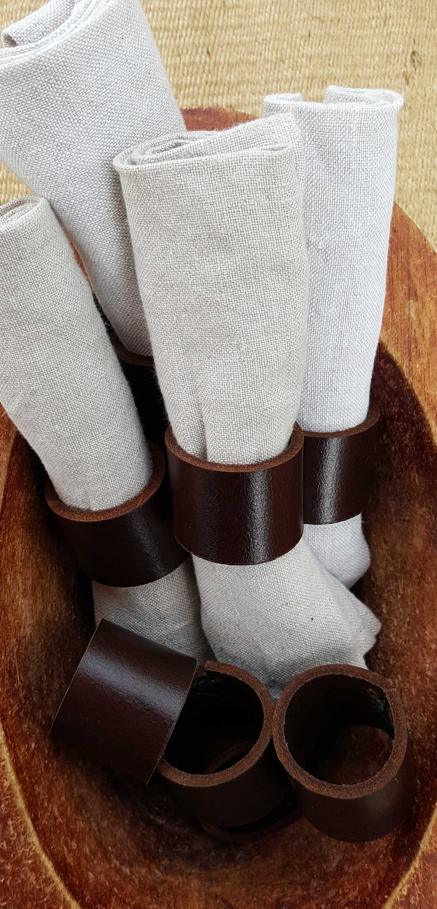 6 alfresco dining Fawn Leather Napkin Rings Casual Dining, Hostess Gift, Housewarming Gift Home Decor Picnics, Dining Accessories, Mom Day