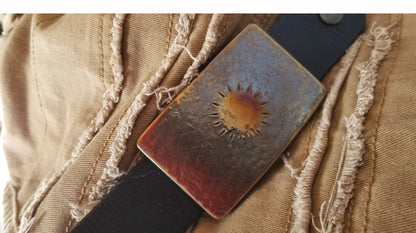 SUN Buckle Sunburst Hand Forged Unisex Buckle Handmade Gift Hypoallergenic Accessory Stainless Buckle For 1.5" Jean Belt Various Colors