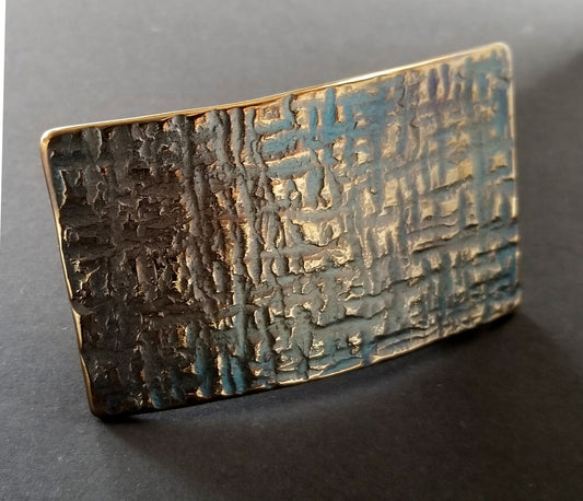 Belt Buckle, Unisex Blue Jean Buckle, Architectural Series, Gold & Blue Buckle, Hand Forged Stainless Steel Buckle Fits 1-1/2" Leather Belt