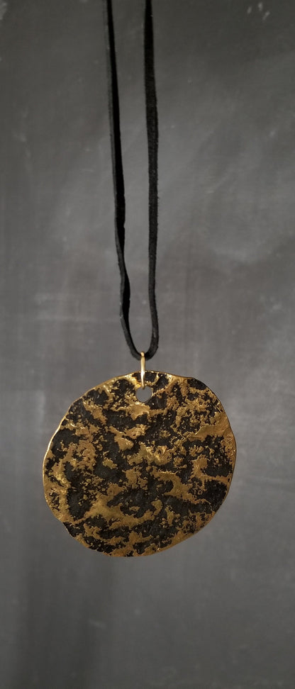 Pendant Necklace, Hand Forged, Canadian Handmade Necklace on Leather Strap w/ Gift Bag, Hammered Jewelry, Gift for Her, Canadian Accessories