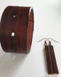 Leather Wood Grain Cuff & Earring Set Lightweight Earrings Cuff Gift Bag Gifts for Her Stocking Stuffer Gifts Anniversary Gift