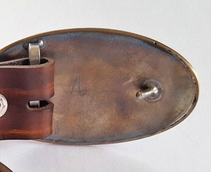 Belt Buckle Canadian Bronze Oval Buckle Texas Rodeo Buckle Calgary Stampede Buckle Hand Forged Stainless Steel Unisex Buckle fits 1.75" Belt