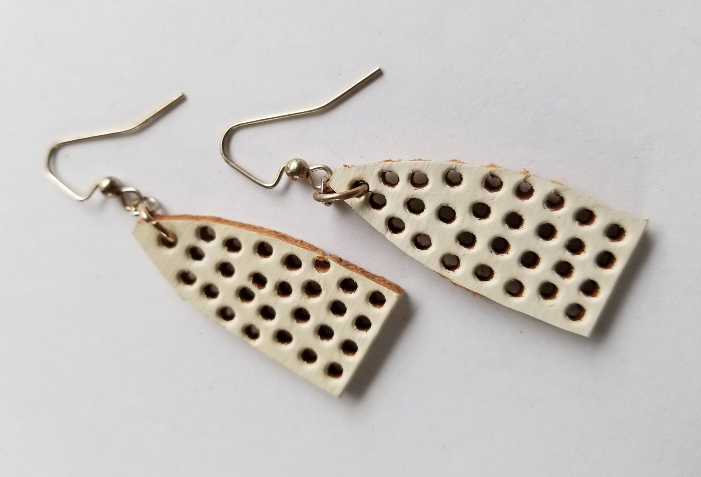 Leather Earrings White Leather Earrings Light Earrings & Burlap Gift Bag Boho Earrings Beach Wedding Handmade Gift for Her Bridesmaid Gift