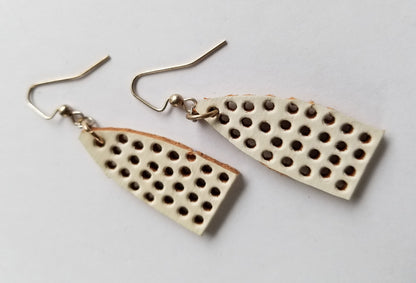 Leather Earrings White Leather Earrings Light Earrings & Burlap Gift Bag Boho Earrings Beach Wedding Handmade Gift for Her Bridesmaid Gift