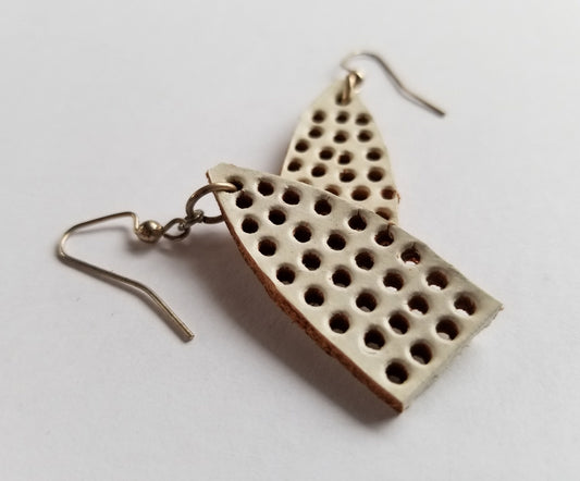 Leather Earrings White Leather Earrings Light Earrings & Burlap Gift Bag Boho Earrings Beach Wedding Handmade Gift for Her Bridesmaid Gift