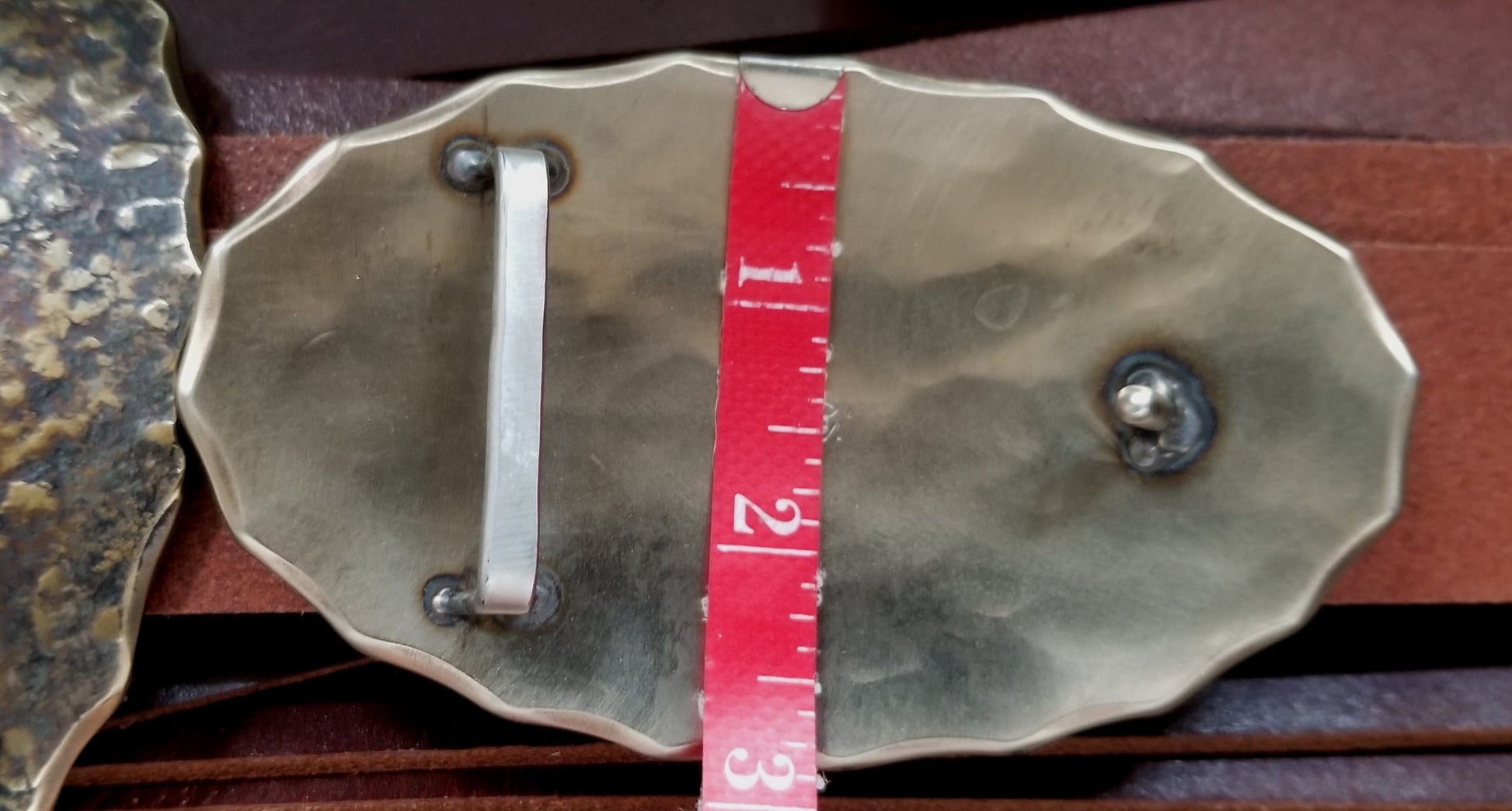 Oversized Belt & Buckle Stampede Oval Winner Circle Hand Forged Unisex Hypoallergenic Buckle Stainless Steel Western Wear w/ 1.5" Jean Belt