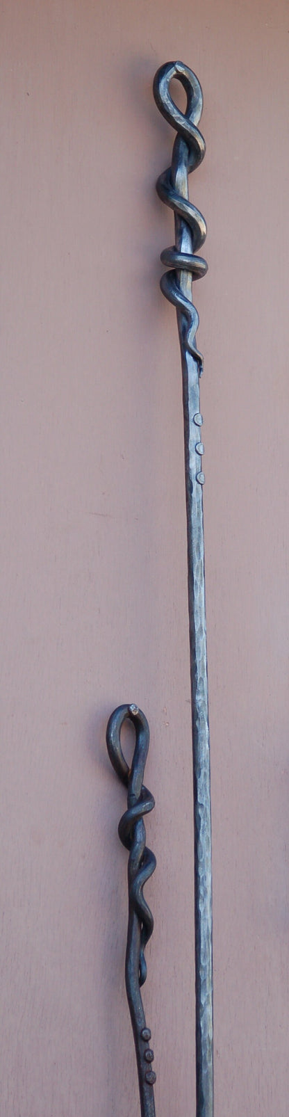 Fire Pit Poker, Hand Forged Fire Poker, 6' Hand Crafted Cottage, Campfire, Natural Iron Poker, Designed & Signed by Artist Robert Aucoin