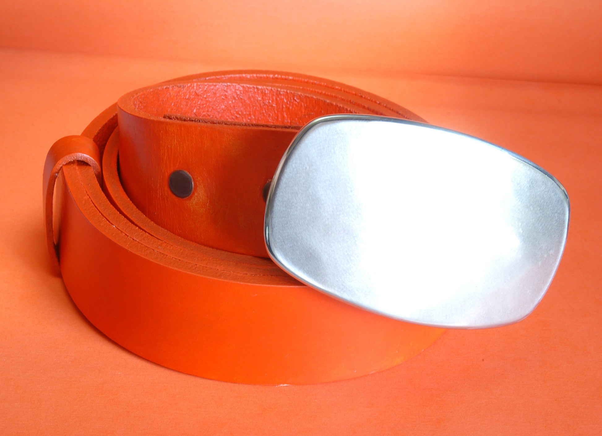 1-1/2" Hand Dyed White Leather Belt INTERCHANGEABLE with Snaps, 1-1/2" Wide, Chartreuse, Red & Blue,