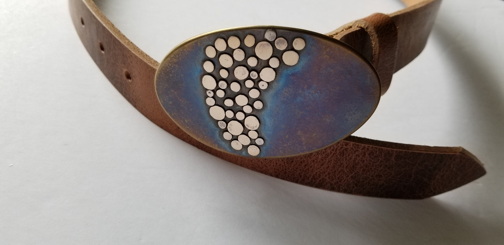 Buckle & Belt Set, Artisan Hand Forged, Unisex Belt and Buckle, Bronze Anniversary or Stainless Anniversary, For 1.5" Leather Belt for Jeans