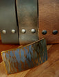 1-3/4" Two Prong Buckle & Belt Set Bronze, Silver Woodgrain Buckle and Belt for Jeans Signed Original Hypoallergenic Buckle w/ 1.75" Belt