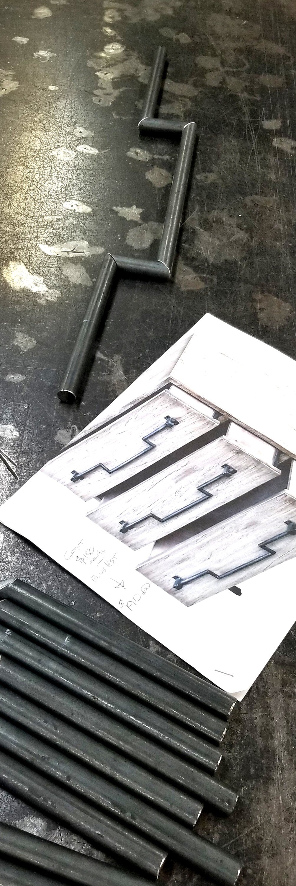 Drawer Pull, Hand Forged, Custom Door Hardware, Metal Hardware, Hand Forged Door Pull, Hinged Drawer Pull 24" Long, Custom Sizes Available