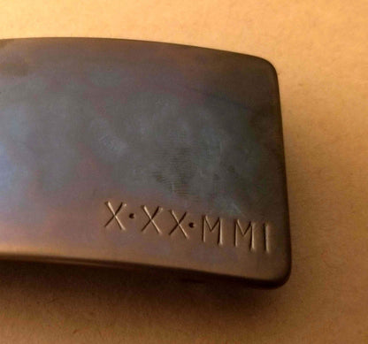 10th Anniversary Gift, Roman Numeral Buckle w/ Leather Belt, Jean Belt & Buckle Set, Customize for Anniversary, Unisex Personalized Gift