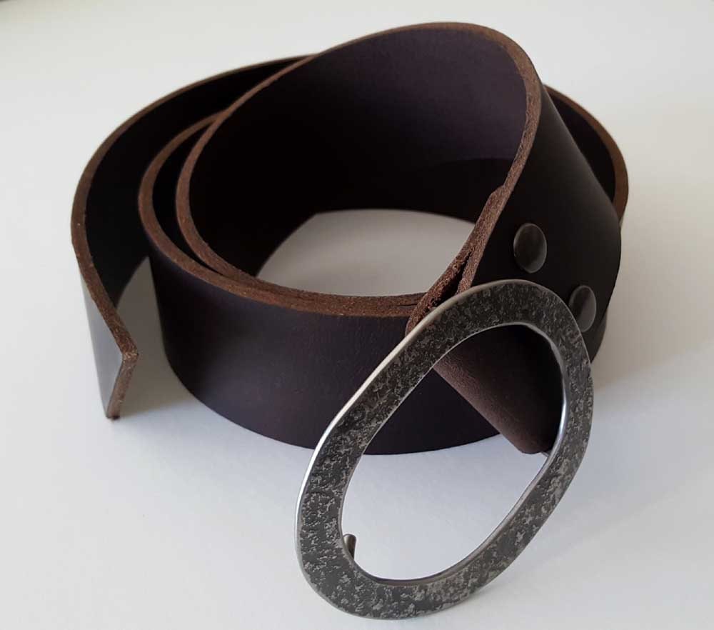 2" INCH Leather Belt & Buckle for Jeans or Workwear, INTERCHANGEABLE Belt w/ Snaps, Custom Belt, Two Inch Leather Belt with Simple Buckle