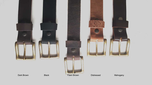 Unisex Leather Belt & Simple Buckle 1-1/2" Wide Leather Belt with Snaps and Simple Buckle Belt for Jeans Stocking Stuffer, Gift Wrapped