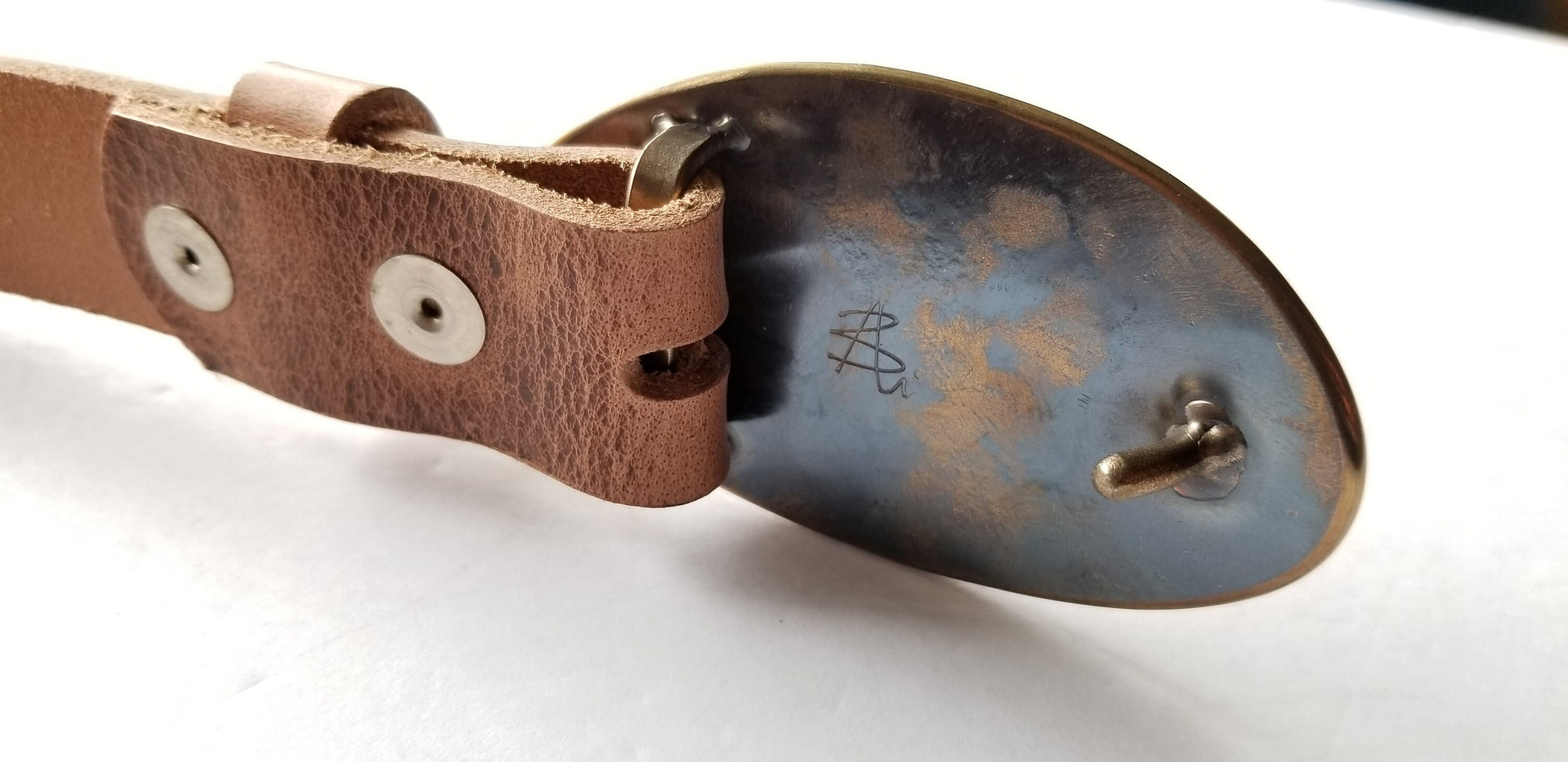 Buckle & Belt Set, Artisan Hand Forged, Unisex Belt and Buckle, Bronze Anniversary or Stainless Anniversary, For 1.5" Leather Belt for Jeans