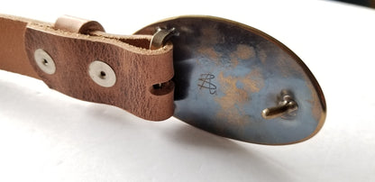 Buckle & Belt Set, Artisan Hand Forged, Unisex Belt and Buckle, Bronze Anniversary or Stainless Anniversary, For 1.5" Leather Belt for Jeans